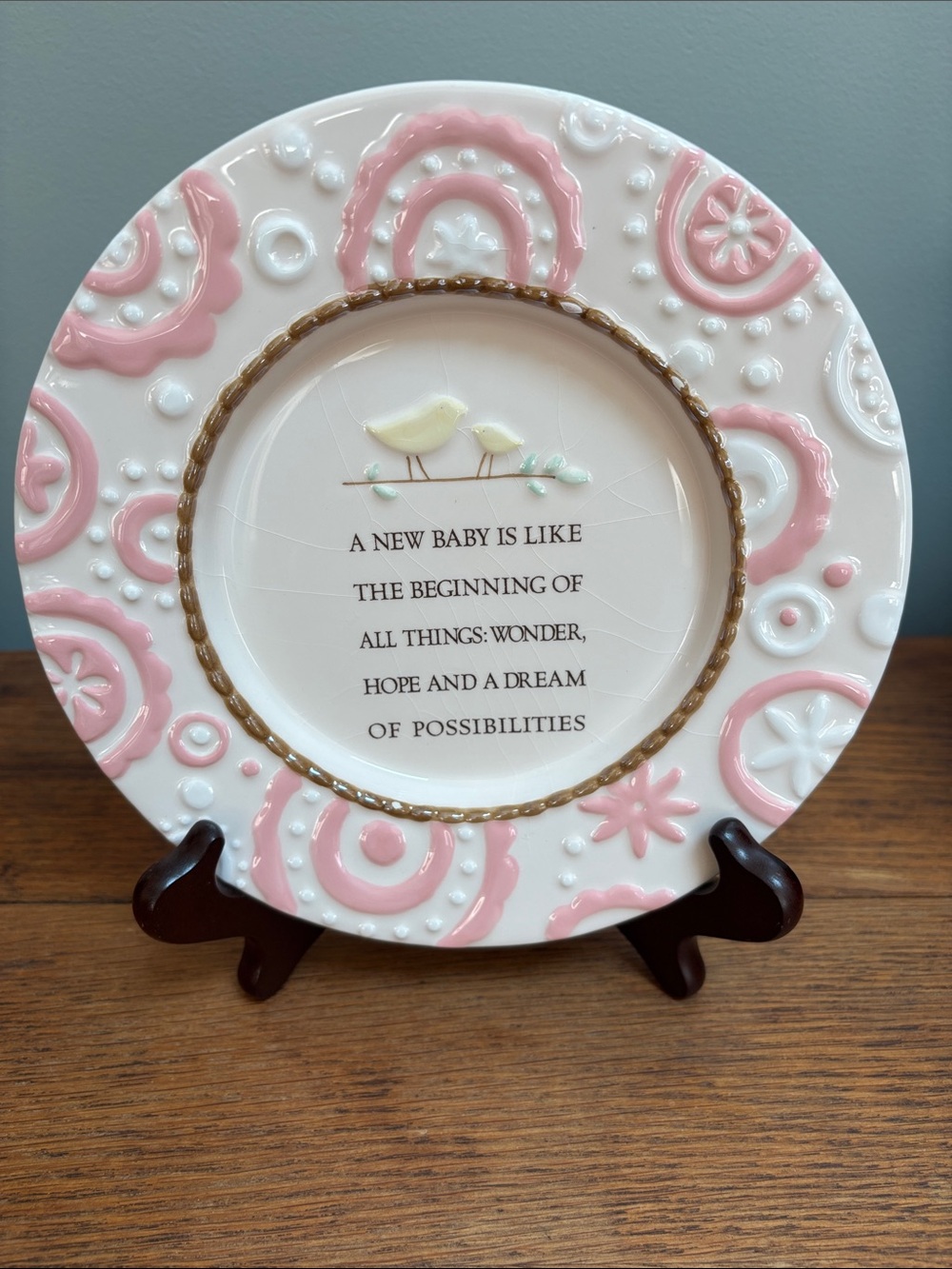 Grasslands Road Link & Cream Baby Keepsake Decorative Wall Plate
